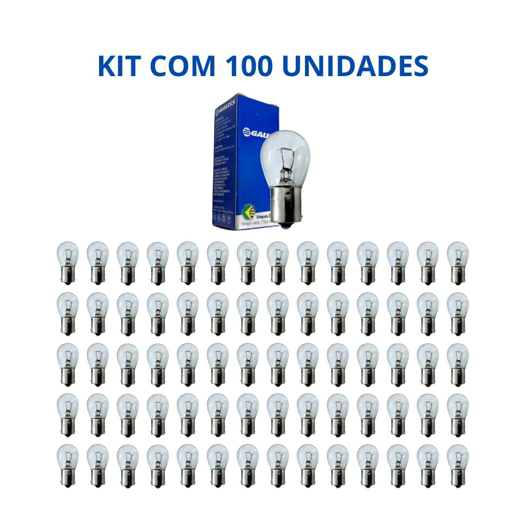 Kit 100 Lampadas 1141 24V 1 Polo P21W 21W Gauss GL1141B