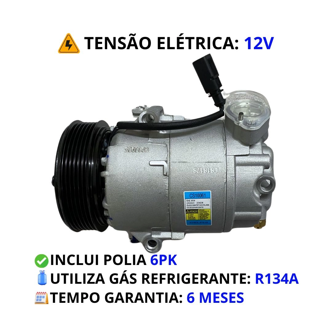 Compressor Ar Para CrossFox Fox Polo SpaceFox 1.0 1.6 2005 a 2014 Delphi CS10061