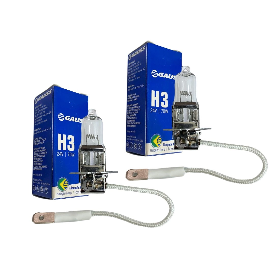 Par Lampadas H3 70W 24V Halogena Gauss GL45H3 Inmetro