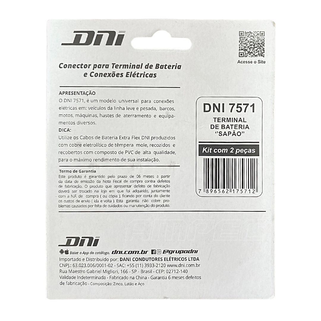 Kit 2 Terminal Bateria Universal Sapão Reforçado 16 a 95mm DNI7571