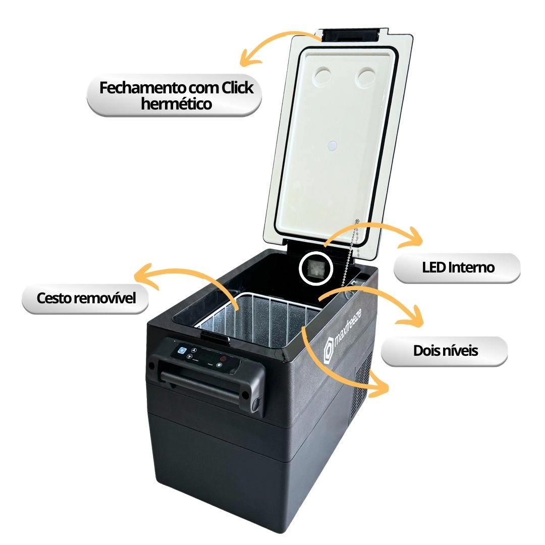Mini Geladeira Portátil 45 Litros Para Caminhão Ônibus Van 12V/24V 110v/220v
