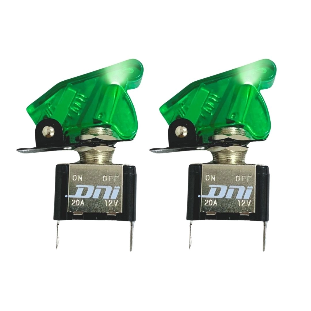 Kit 2 Chave Botão Liga Desliga 2 Posições 12v Capa Verde LED