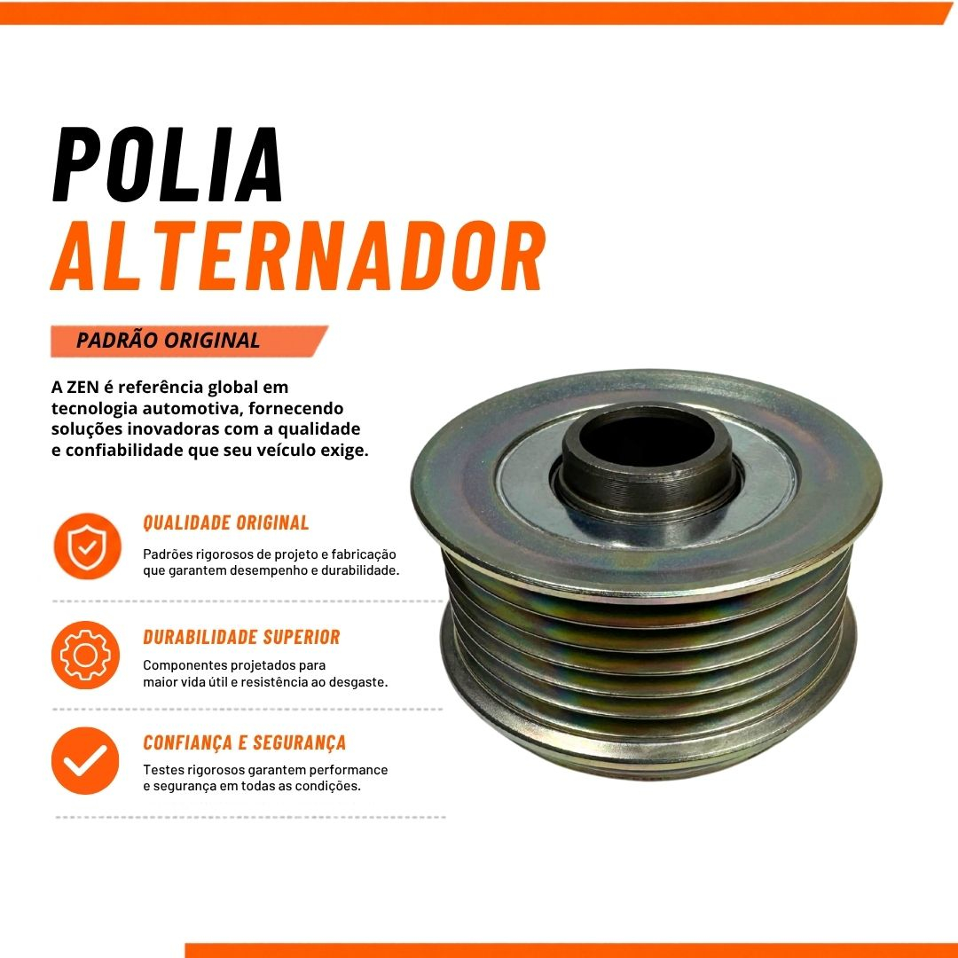 Polia Roda Livre do Alternador Mitsubishi Denso 6 Filetes Para Honda City 1.5 Fit 1.5 Chrysler Pacifica 3.8 V6 Zen