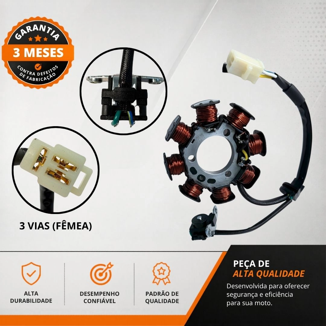 Estator Magneto Regulador De Voltagem Para Honda Titan CG 150 Sport 2004 a 2008 Com Bobina De Pulso Magnetron 90271630 Estator Magneto Regulador De Voltagem Para Honda Titan CG 150 Sport 2004 a 2008 Com Bobina De Pulso Magnetron 90271630