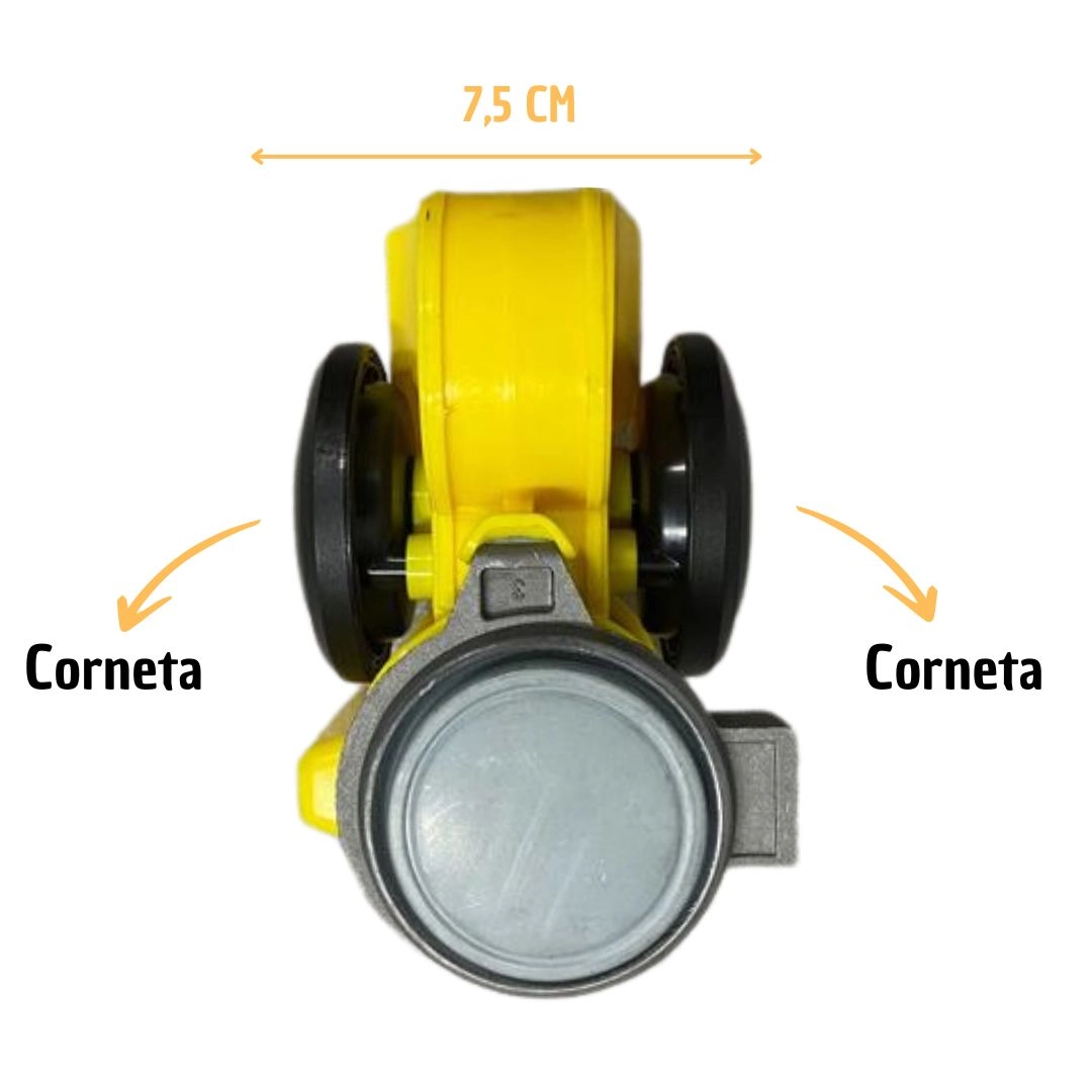 Buzina Ar 2 Cornetas Compacta c/ Compressor 12V Carro Moto 