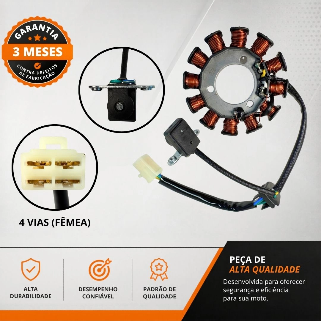Estator Completo Com Bobina de Pulso Para Honda Cg Fan 125 Es Ks CG Cargo 125 Magnetron 90278670 Estator Completo Com Bobina de Pulso Para Honda Cg Fan 125 Es Ks CG Cargo 125 Magnetron 90278670