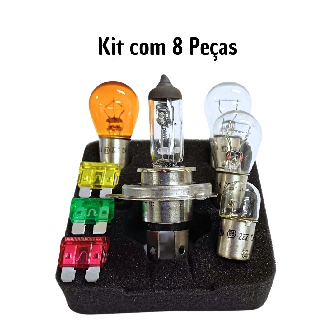 Kit Lampadas H4 24v Farol Seta Re Fusivel 8 Pçs Hella Kit Lampadas H4 24v Farol Seta Re Fusivel 8 Pçs Hella