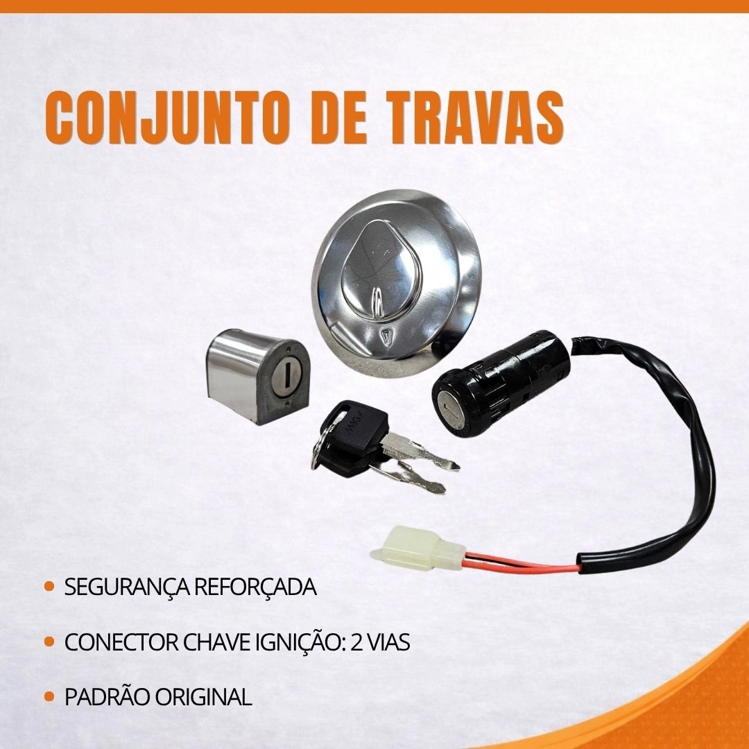 Conjunto Trava de Ignição Guidão Tanque Para Honda CG 125 Fan Es Ks CG 1250 Cargo 2009 a 2013 Magnetron 90264240