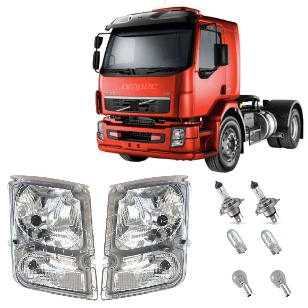 Par Farol para Volvo VM 260 310 220 270 330 com Lampadas Par Farol para Volvo VM 260 310 220 270 330 com Lampadas