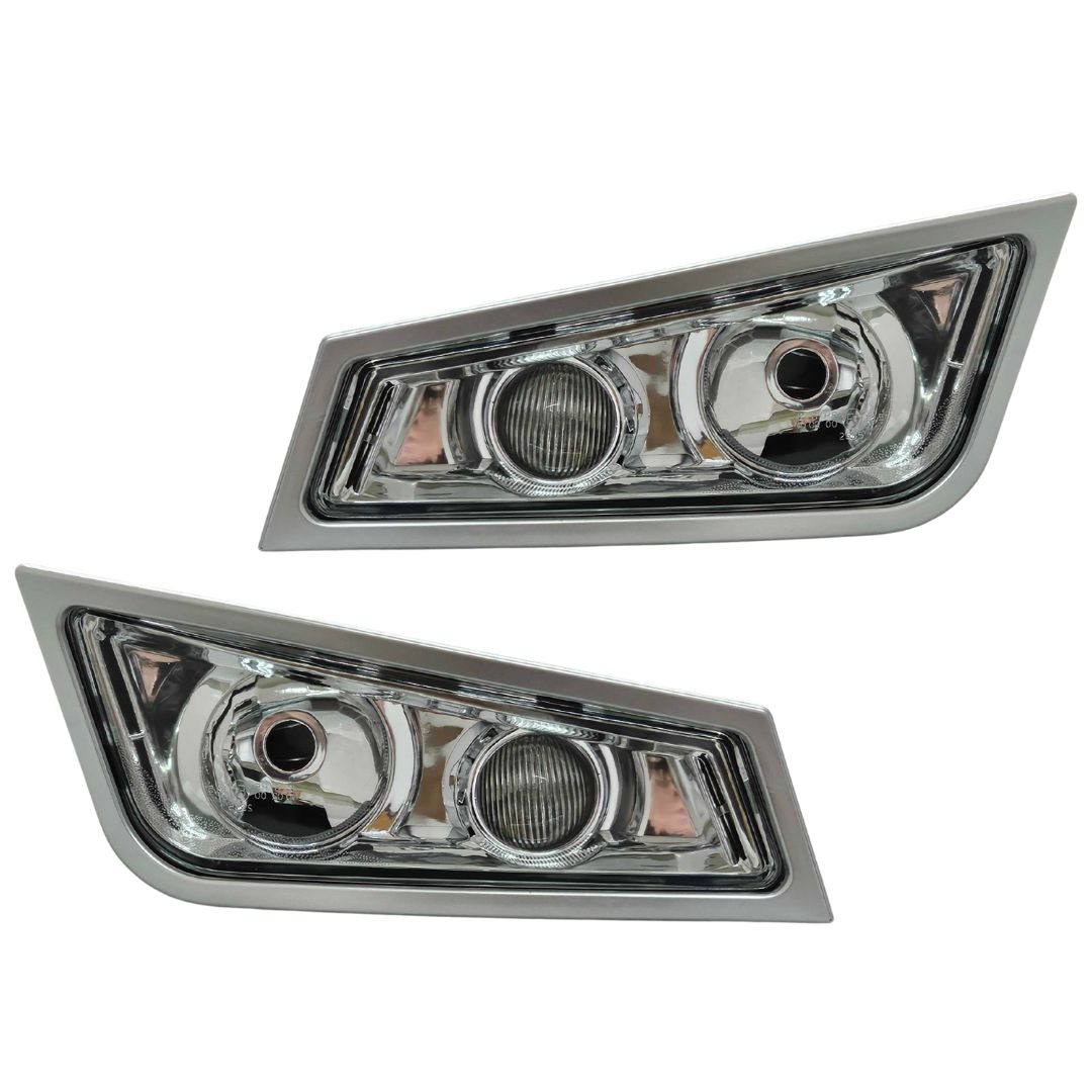 Par Farol Auxiliar Milha e Neblina Foco Duplo Com Moldura Para Volvo FM FH Com Lâmpadas