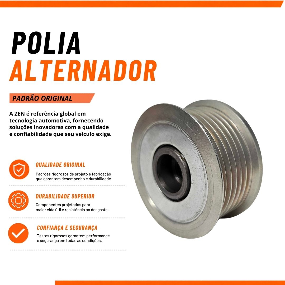 Polia Roda Livre Alternador 6 Filetes Para Chevrolet Impala V6 3.9 Malibu V6 3.9 Monte Carlo V6 3.9 Zen F00M991241 Polia Roda Livre Alternador 6 Filetes Para Chevrolet Impala V6 3.9 Malibu V6 3.9 Monte Carlo V6 3.9 Zen F00M991241