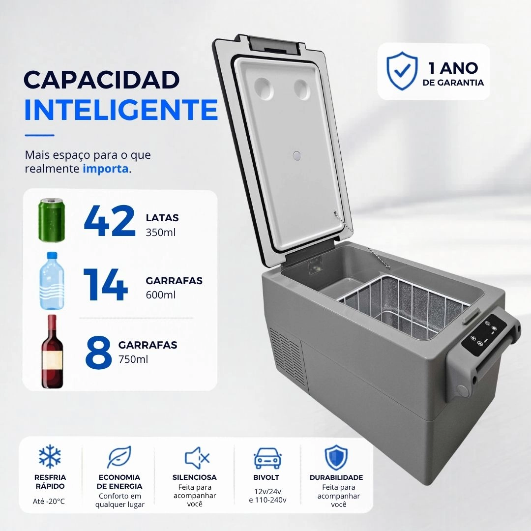 Geladeira 35 Litros 12V/24V 110v/220v Barco Iate Lancha Geladeira Compressor MaxFreeze