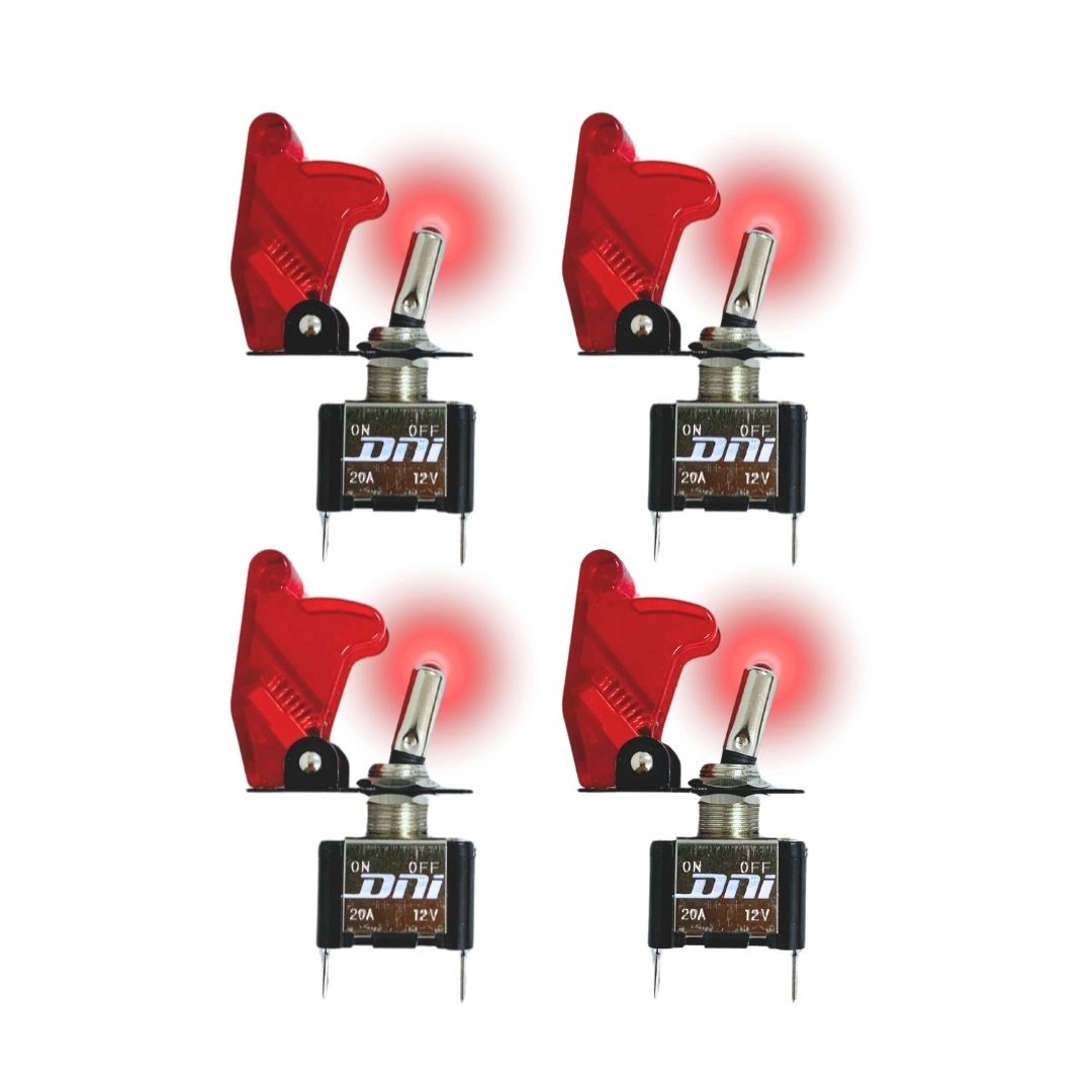 Kit 4 Chave Botão Liga Desliga 2 Posições 12v Vermelha LED