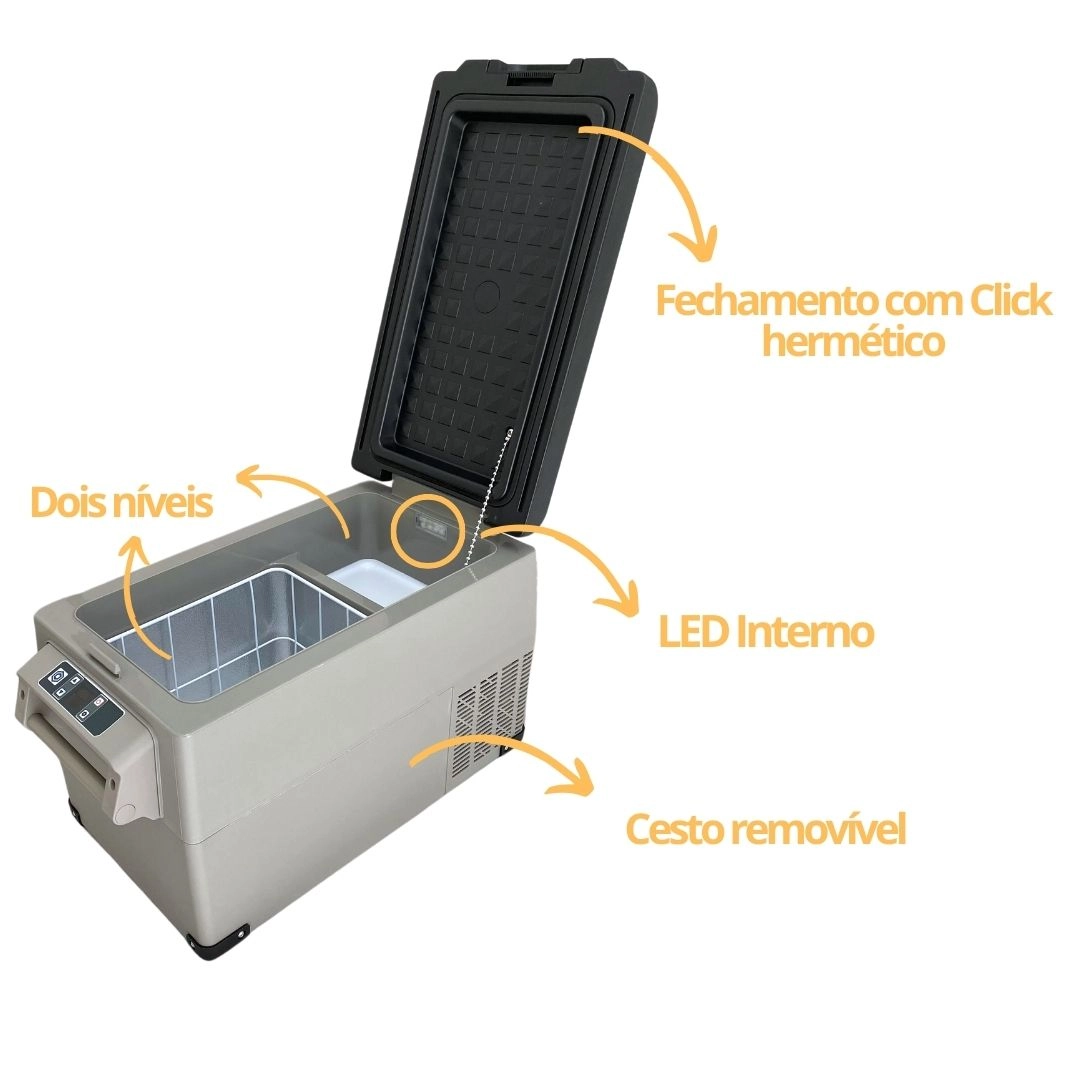 Geladeira 35 Litros 12V/24V 110v/220v Caminhão Ônibus Van