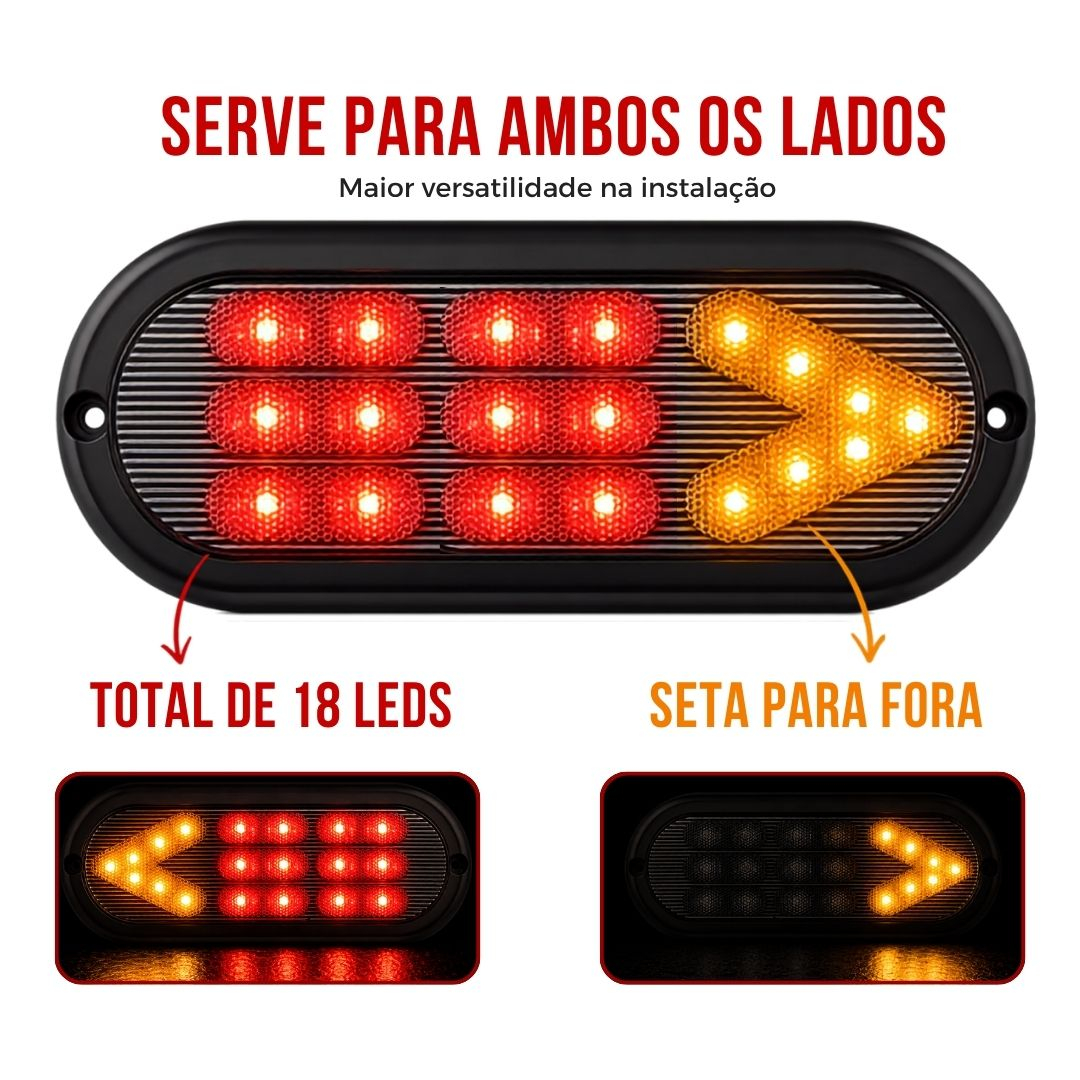 Kit 4 Lanterna Traseira 18 LED Bivolt Cristal Com 2 Luz de Placa Para Reboque Carretinha Universal