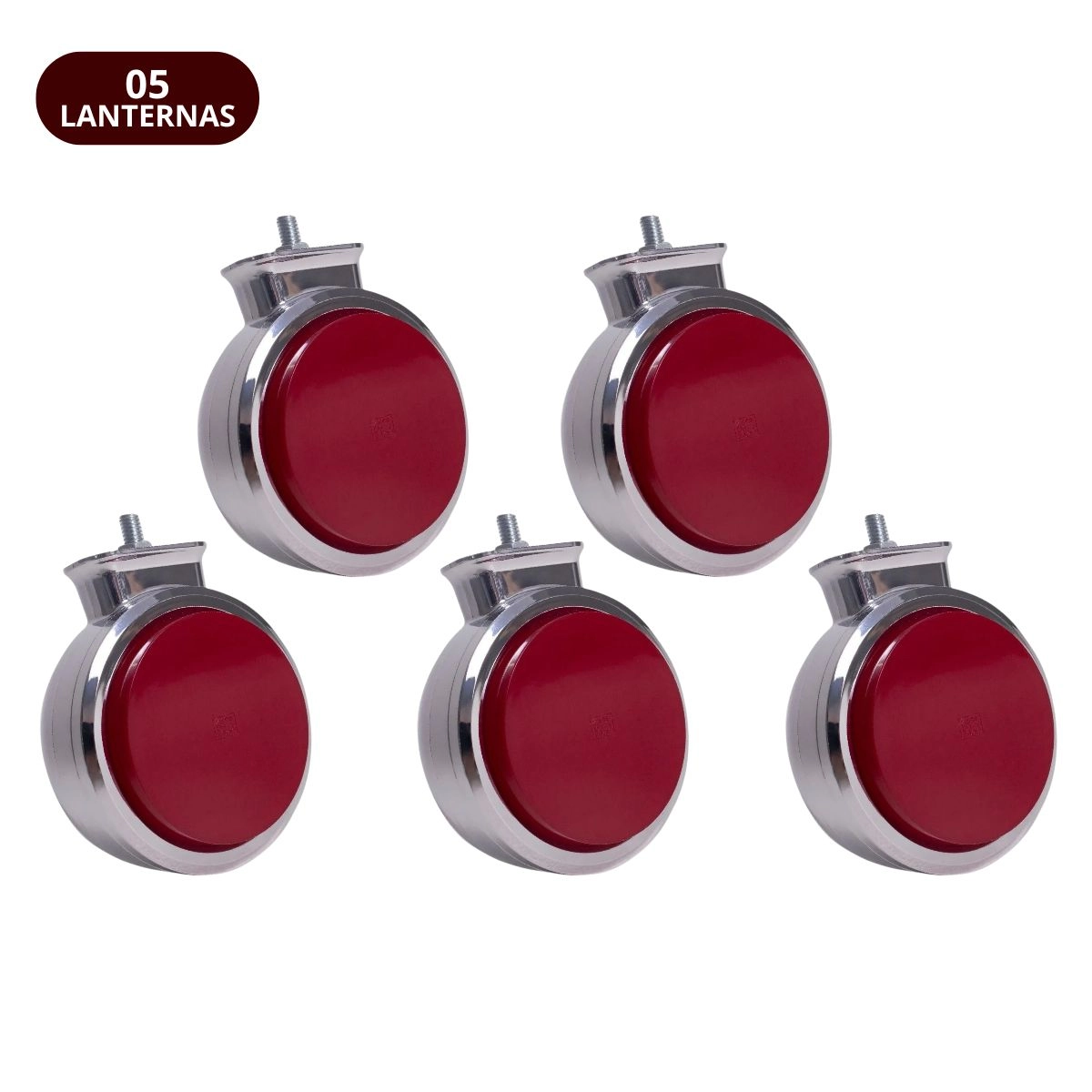 Kit 5 Lanterna Bojuda Foguinho Maria LED Cromada Vermelha Kit 5 Lanterna Bojuda Foguinho Maria LED Cromada Vermelha