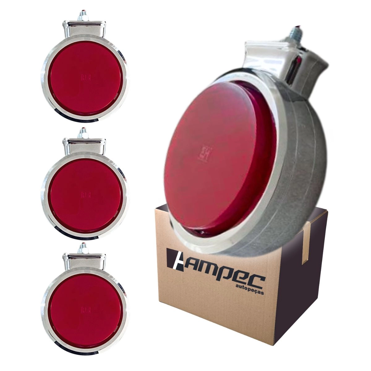 Kit 4 Lanterna Bojuda Foguinho Maria LED Cromada Vermelha Kit 4 Lanterna Bojuda Foguinho Maria LED Cromada Vermelha