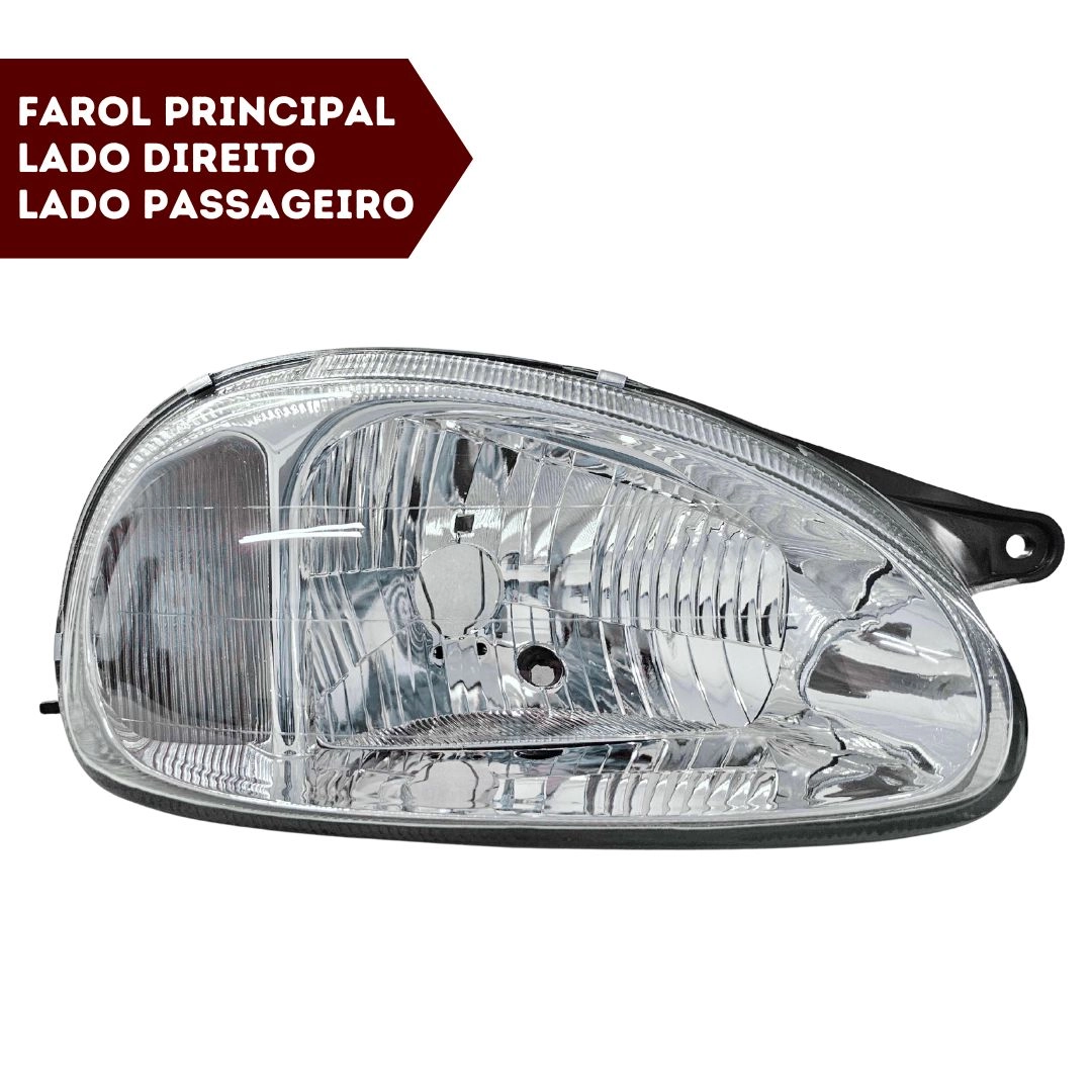 Farol Principal GM Corsa Classic 2002 a 2010 Vidro Direito Farol Principal GM Corsa Classic 2002 a 2010 Vidro Direito