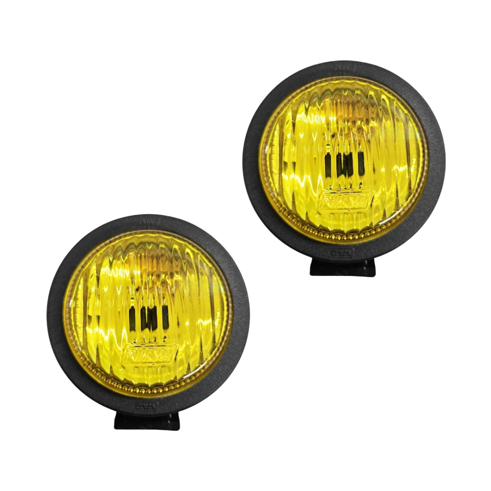 Par Farol Auxiliar Mini Milha Lente Amarela Vidro Sun Ray Redondo 85mm Universal Carcaça Aço Nino Par Farol Auxiliar Mini Milha Lente Amarela Vidro Sun Ray Redondo 85mm Universal Carcaça Aço Nino