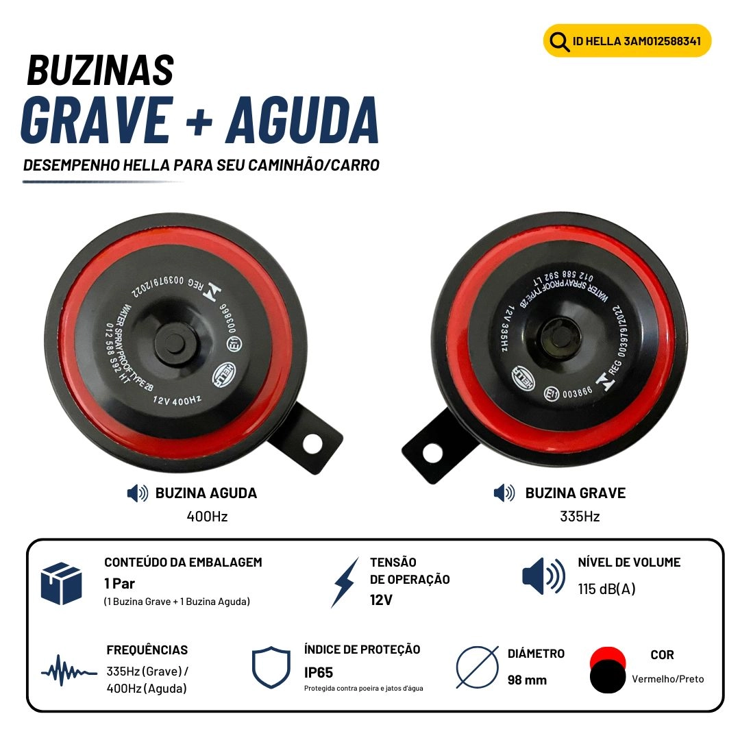 Buzina Dupla Paquerinha Grave Agudo Para Automotivo Ford Volkswagen Chevrolet Fiat 12v 115 dB Buzina Dupla Paquerinha Grave Agudo Para Automotivo Ford Volkswagen Chevrolet Fiat 12v 115 dB