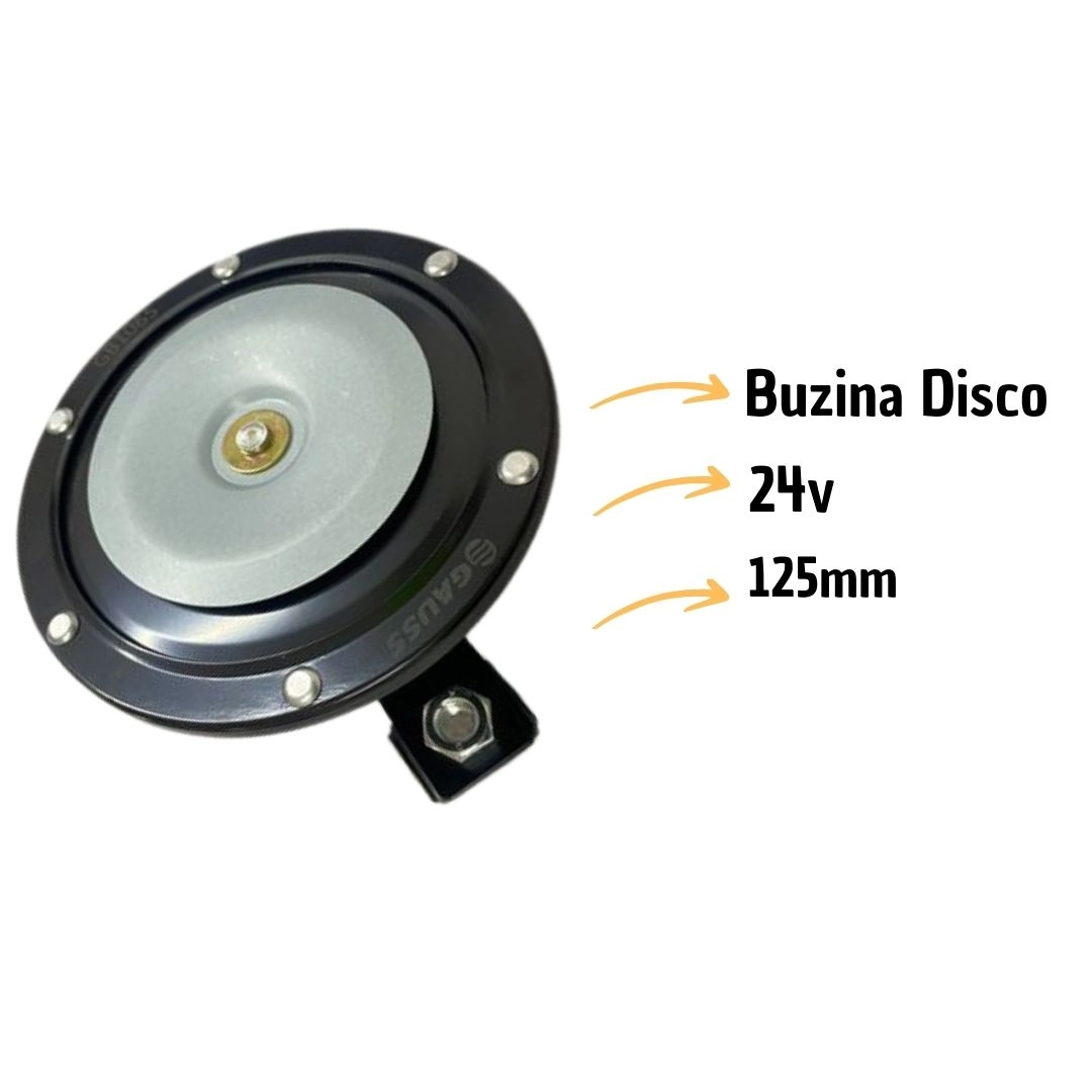 Buzina Disco Universal Caminhão Carreta Ônibus 125mm 24v Para Mercedes Scania Iveco Gauss GB1065