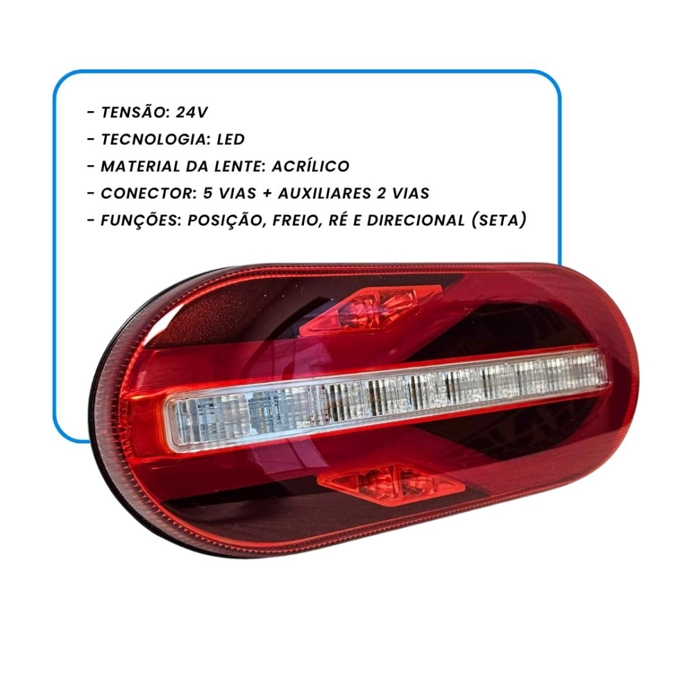 Lanterna Traseira 24v LED Universal Implementos Randon Sinal Sul 2352065020 Lanterna Traseira 24v LED Universal Implementos Randon Sinal Sul 2352065020