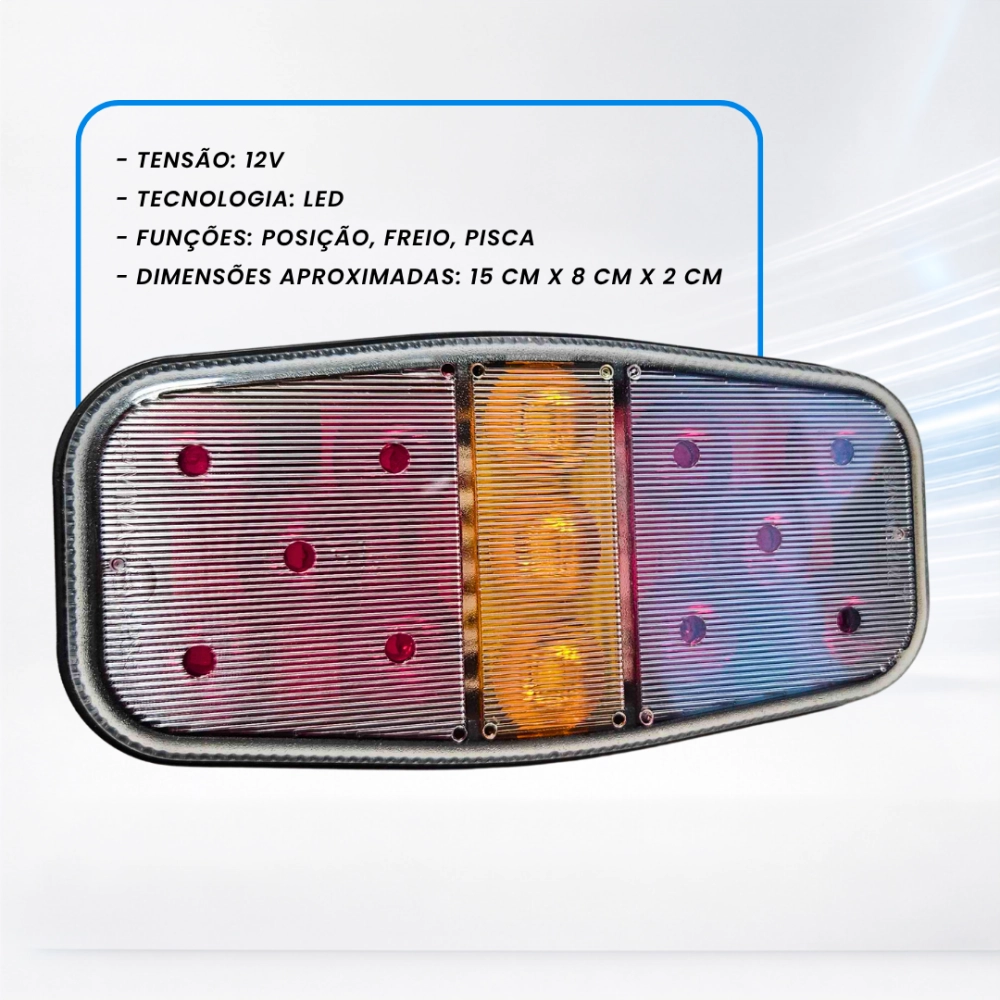 Lanterna Traseira Canoinha LED 12v Universal Carretinha Reboque Sinal Sul 2133 12 Lanterna Traseira Canoinha LED 12v Universal Carretinha Reboque Sinal Sul 2133 12